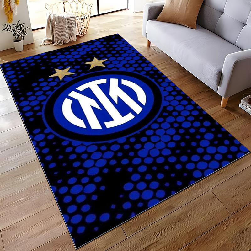Tappeto Logo Inter Milan, Design Blu e Nero con Accenti Stellati Adatto per l'uso come antiscivolo per soggiorno camera da letto divani