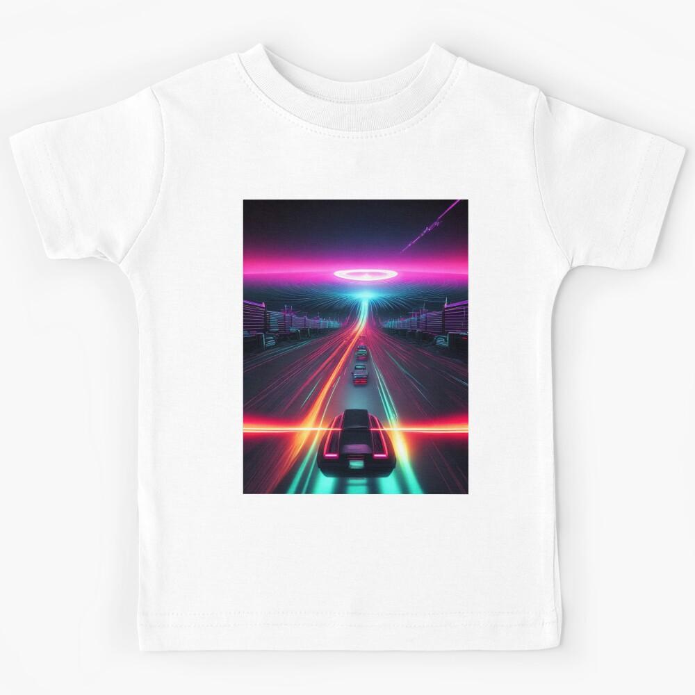 Car Synthwave, neon, futurist, kids, game, children, future Kids T-Shirt 120
