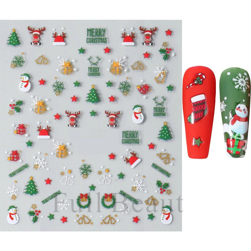 3D Golden Christmas Nail Sticckers Snowflake Santa Nail Art Sliders Decals Foils Manicure Decorations
