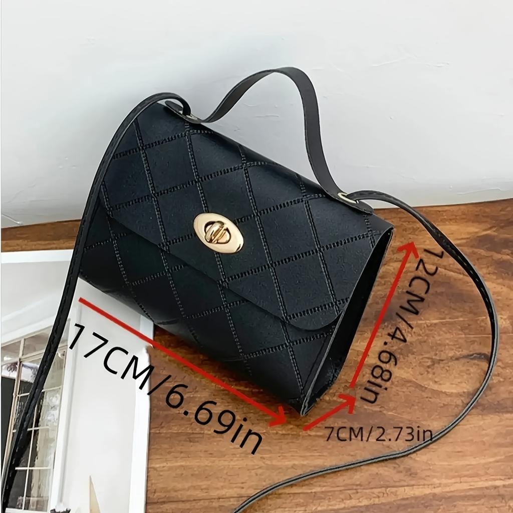 1pc Fashion Embossed Crossbody Bag for Small Square Synthetic Leather Purse with Golden-Tone Clasp Closure,Compact Everyday Bag for Essential