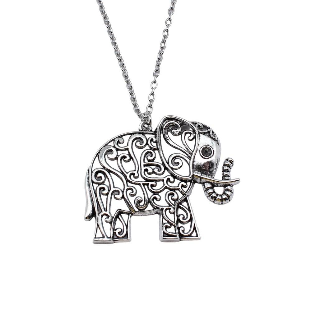 Elephant Head Pendant Necklace Lucky Boho Tribal Style Jewelry 45cm or 70cm Long Chain