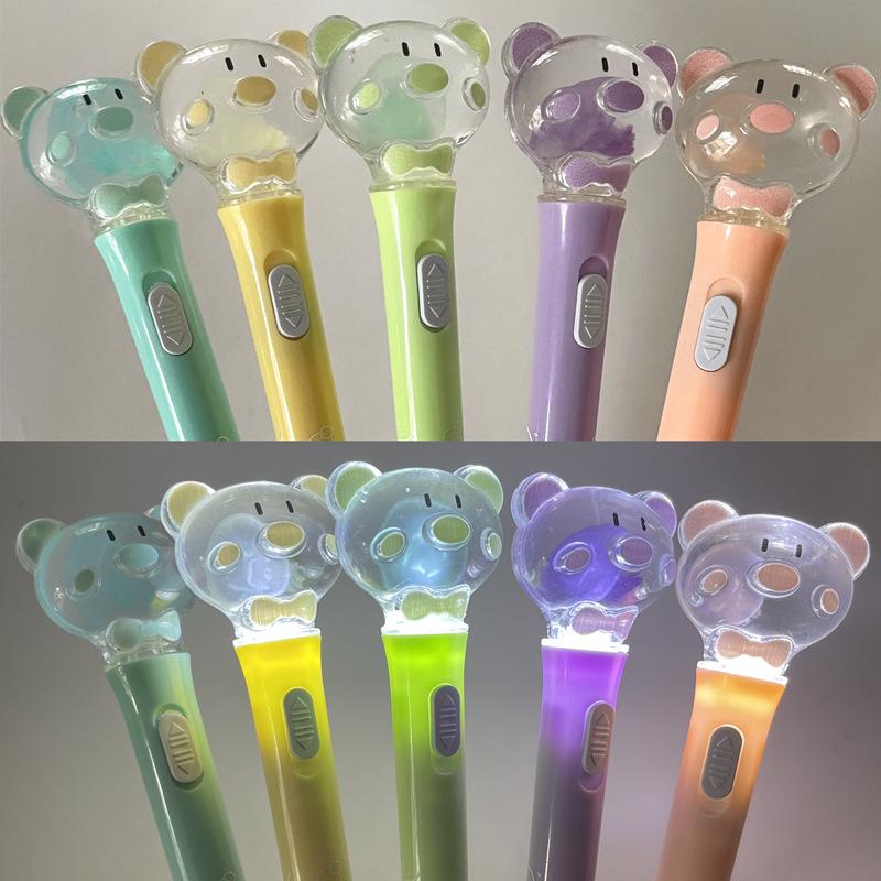 Luminous Jellyfish Light-Up Pen with Real Specimen - Cute Student Stationery Featuring Piggy and Bear Designs