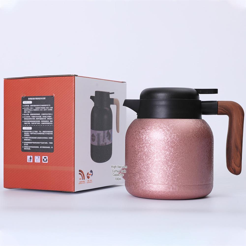 Large Capacity Titanium-Plated Teapot with Handle and Smart Temperature Display 1000ml розового золота