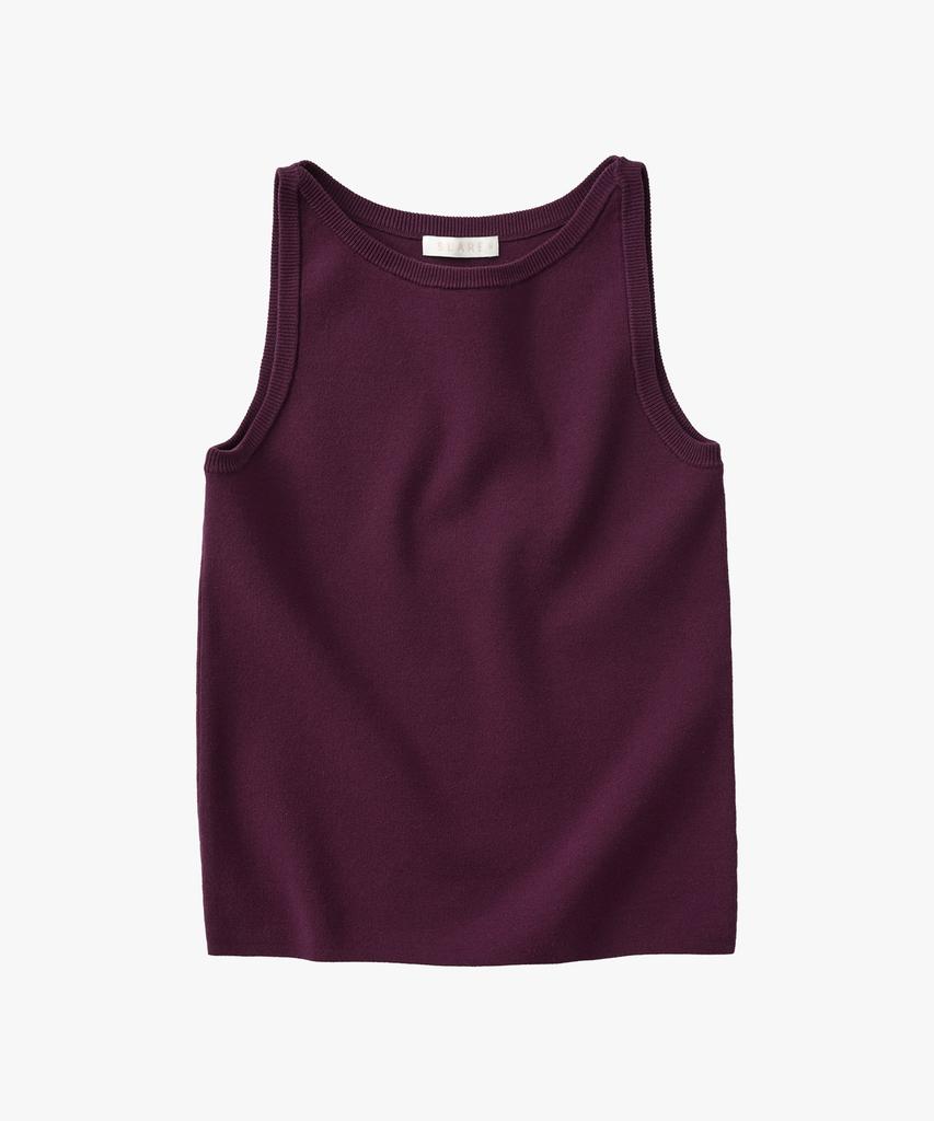 SUARE WOMEN Cotton Cross Sleeveless Knit Plum