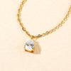 Dainty Birth Stone Jewelry Gift 18k Gold Plated Stainless Steel Zircon Water Drop Teardrop Pendant Birthstone Necklace for Women