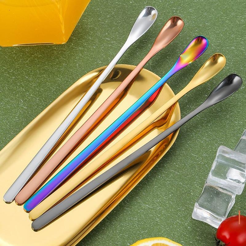 304 Stainless Steel Long Handle Stirring Spoon Coffee Tea Ice Spoon Bar Tableware Fashion Kitchen Tool Seasoning Mixing Dessert