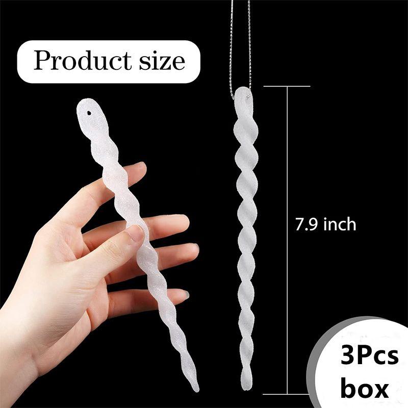 3Pcs White Artificial Icicle Christmas Decoration Hanging Xmas Tree Ornament for Home Decor New Year Gift 2026 Navidad Accessory