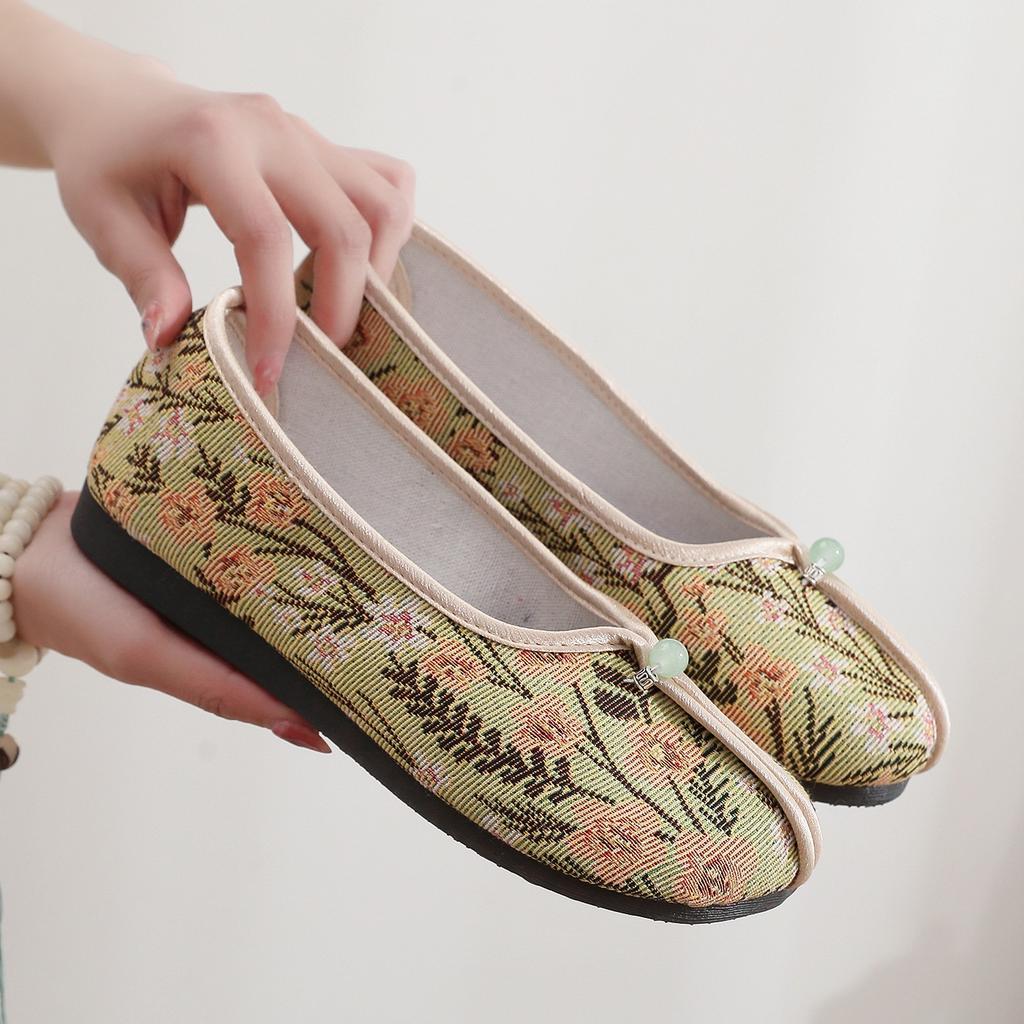 2024 spring new products, national style printed shoes, old Beijing embroidered shoes, flat-soled women's shoes, national style cloth shoes, Hanfu sh