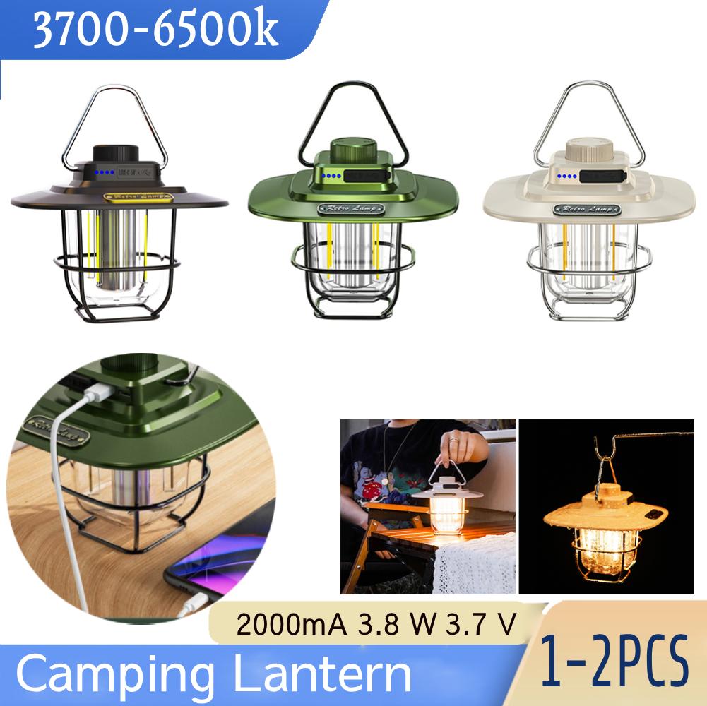 1-2PCS Camping Lantern 2000mA 3.8 W 3.7 V 3700-6500k Stepless Dimming Emergency Light Waterproof Rechargeable for Outdoors