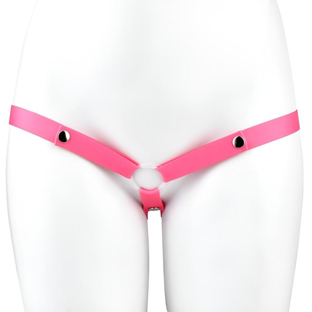 FRRK Adjustable Chastity Lock Belt with Elastic Buttons for Outing Wear