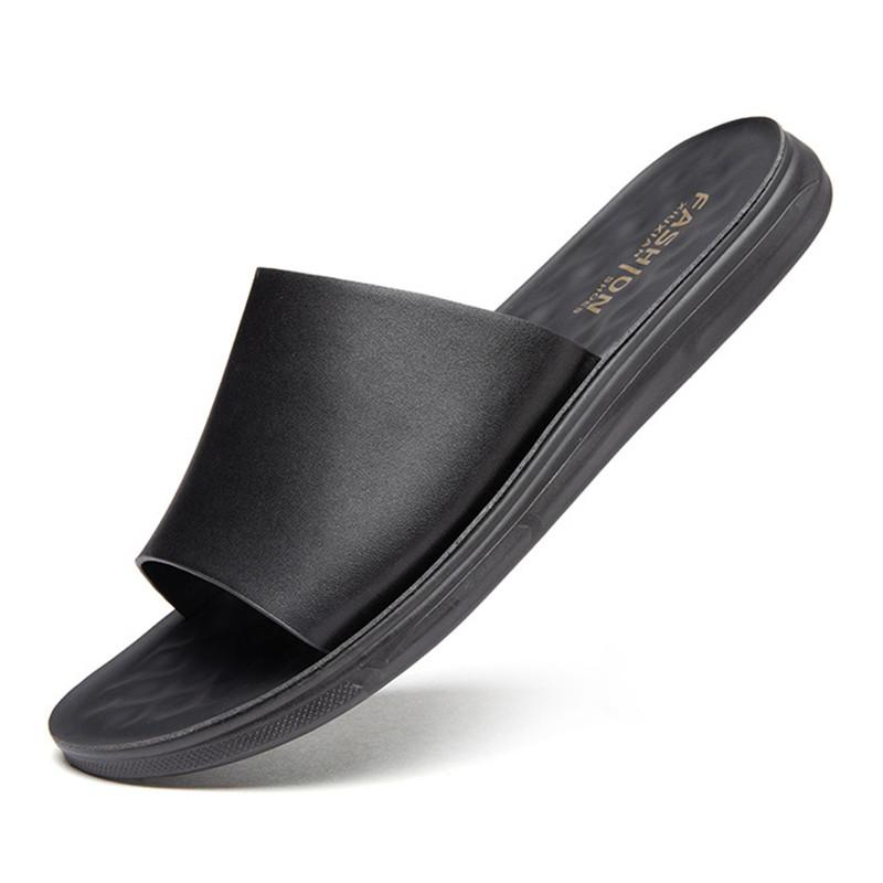 New Men's Leather Sandals For Men Slip On Casual Slippers Summer Shoes Anti-skid Wear Resistant Household Beach Sandals