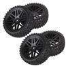 HOBBYPOWER 4-Piece Wheel Rim & Rubber Tire (Front & Rear) for 1/10 Scale RC Off-Road Cars & Buggies