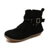 Retro Women Tassels Round Toe Short Boots Boots Women Winter Casual Flat Rivet Buckle Flat Ankle Boots Warm Shoes Footwear