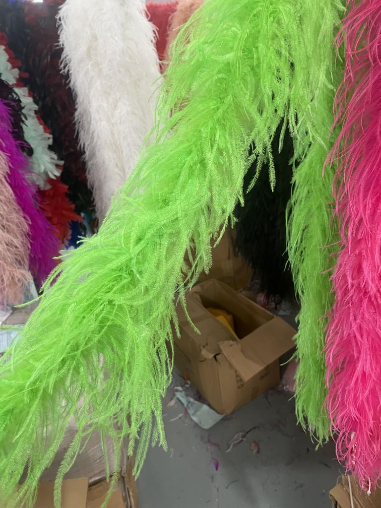 DIY Colorful Ostrich Feather Boa 6Ply Fluffy Shawl 0.5/1/2/3/4 Meter for Wedding Dress Carnival Performance Costume Party Decoration
