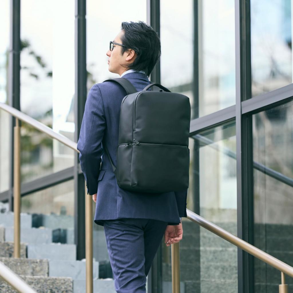 ELECOM Backpack, Square, Fits up to 15.6 inches, Water-Repellent, Large Capacity, 19L, Black, BM-XBPSQ01BK