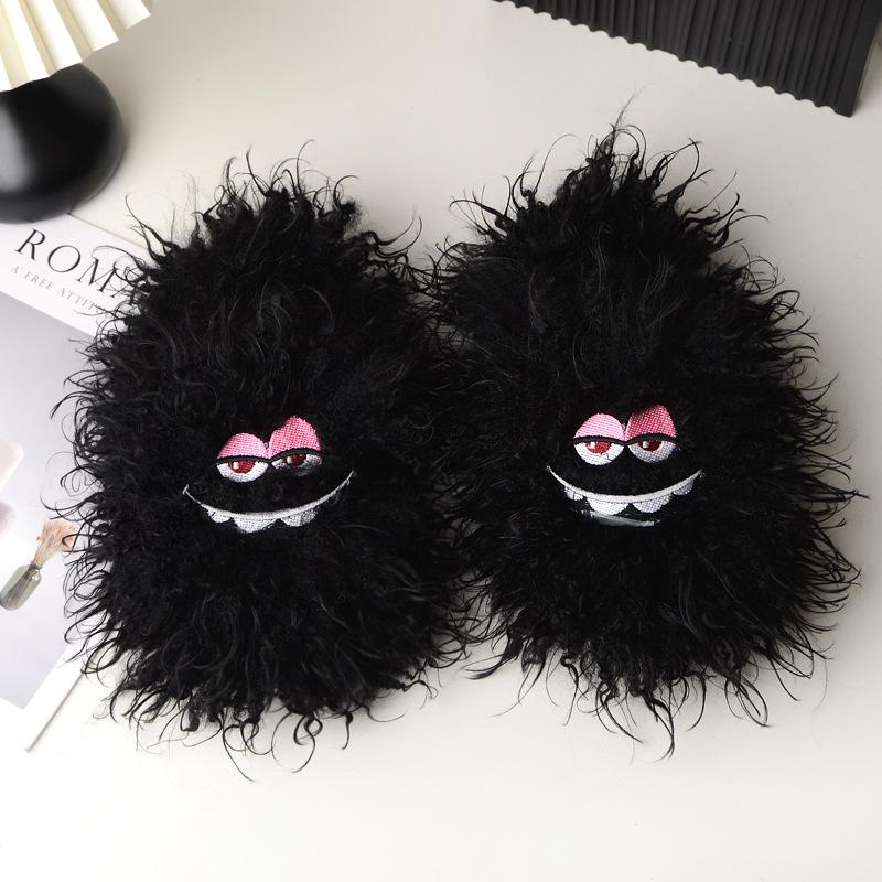 Fashion European and American Halloween Cute Slipper 2024 Winter New Imitation Wool Cotton Slippers Cartoon Versatile Anti Slip Slippers