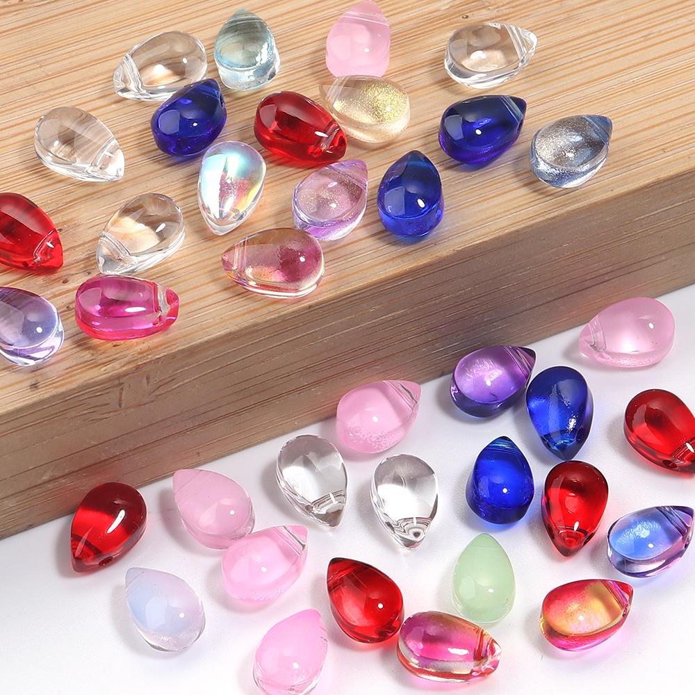 50pcs/lot 9x6mm Droplet Shaped Lampwork Beads Colorful Loose Spacer Glass Seed Beads For DIY Charm Necklace Earrings Accessories