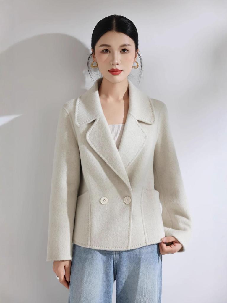 2025 Autumn/Winter Korean Style Short Double-Sided Wool Coat for Women - Fashionable, Versatile, and Loose Fit.