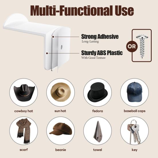 16 Pcs Cowboy Hat Hook Wall Hat Hanger Adhesive Cap