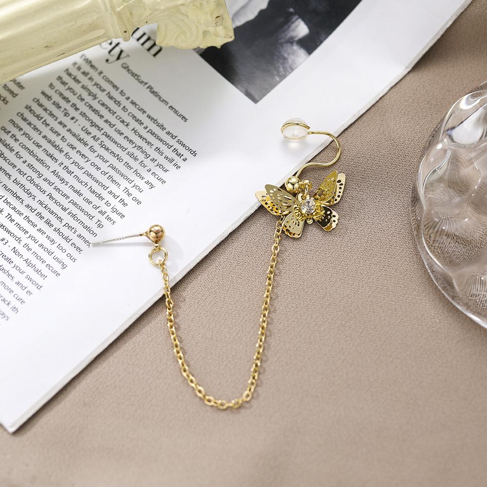 Boucles d'oreilles pour femmes en forme de papillon 2023 Simples Longues à pampilles Douces Brillantes Tendance Boucles d'oreilles pendantes