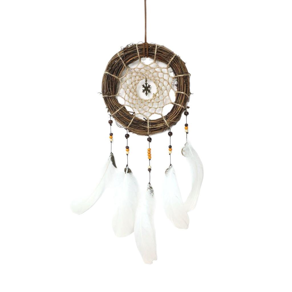 Retro Rattan Dream Catcher Mori Style Night Light Ornament – Cute Woven Home Decoration Pendant