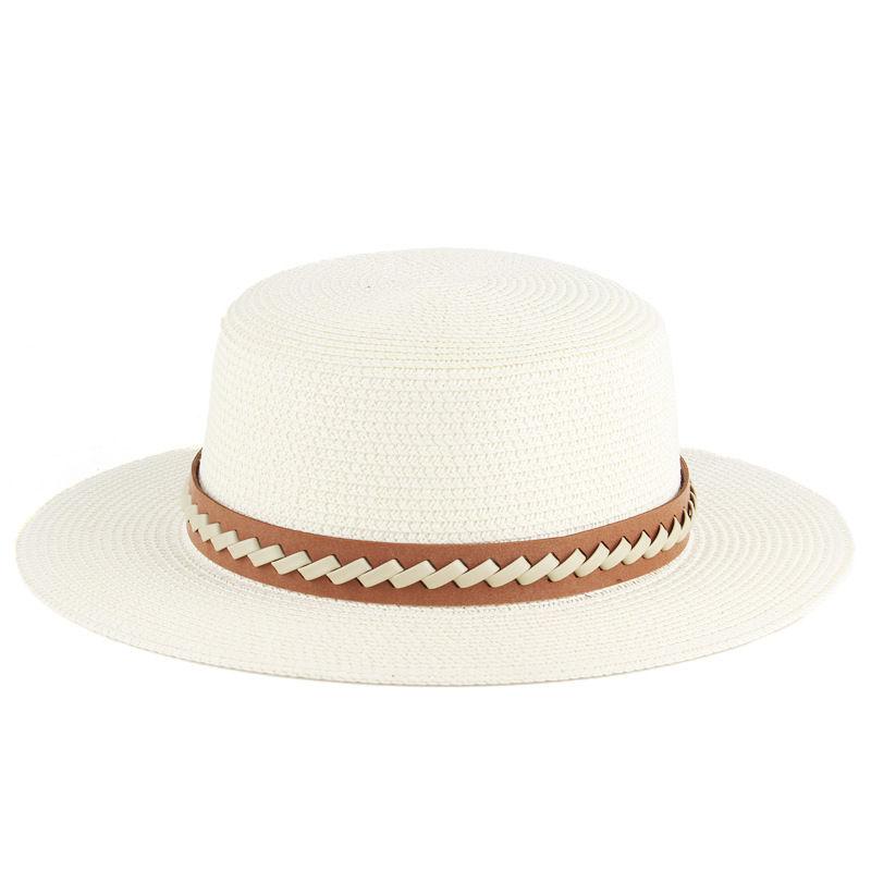 Summer Women's Straw Hat Outdoor Simple Leisure Sunshade Hat Dome Top Hat Flat Top Straw Weaving Hat