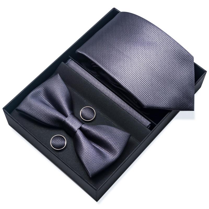 Set de 6 piezas, Corbata de Vestir de Negocios 8 cm Corbata para Hombre Set de Pajarita Caja de Regalo.