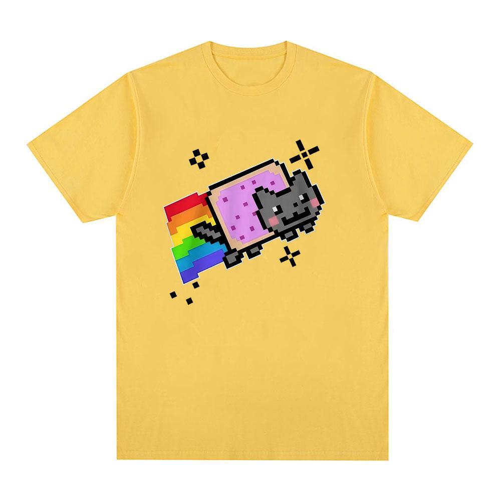Nyan Cat Zabawny Mem T-shirt Tęczowy Mężczyźni Kobiety Odzież Moda T-shirty Harajuku Codzienne Bawełniane Krótkie Rękawy T-shirty Streetwear