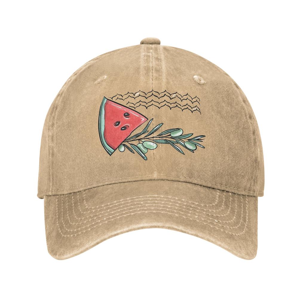 Palestined Map Watermelons Washed Baseball Cap  Fashion Sun Trucker Hat Spring Unisex Men Tennis Skate Baseball Caps