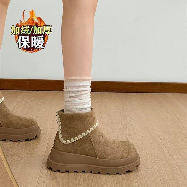 Thick-soled heightening snow boots, new winter piled and thickened outer wear cotton shoes, casual warm boots