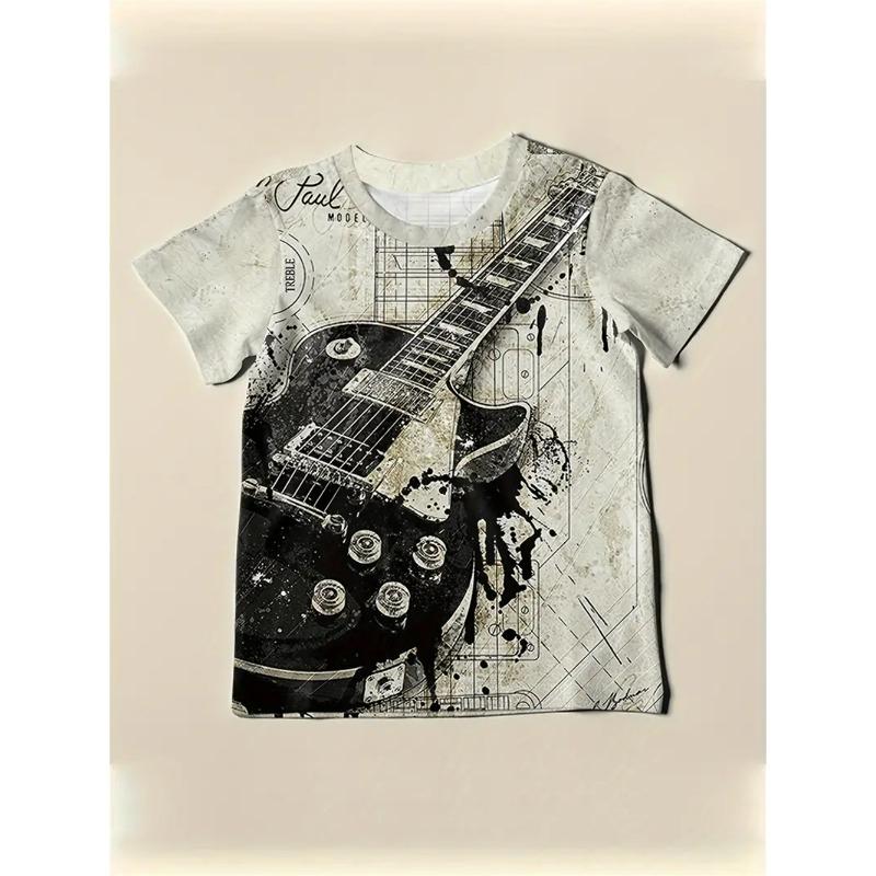 Instrumente Gitarre 3D gedruckt T-Shirt Männer Frauen Mode Kurzarm T-Shirt Kinder Hip Hop Tops T-Shirts Übergroße Mode Sommer Top