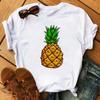 Maycaur Nové Kawaii Dámské Topy s Potiskem Ovoce Jahody Ležérní Dámské Krátkorukávové Streetwear Černé Trička Oversized s Kulatým Výstřihem
