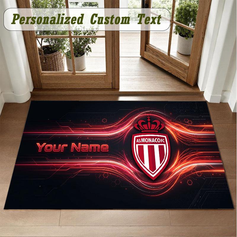 Crystal Velvet Square Rug Custom NameMonaco FC Pattern Non Slip Home Floor Decor Rug