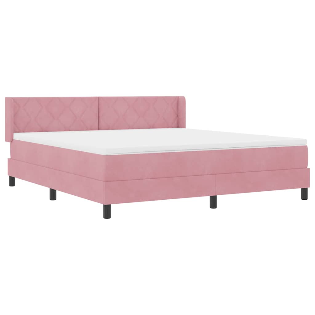 Pink Box Spring Bed with Headboard 200 x 180 cm Velvet