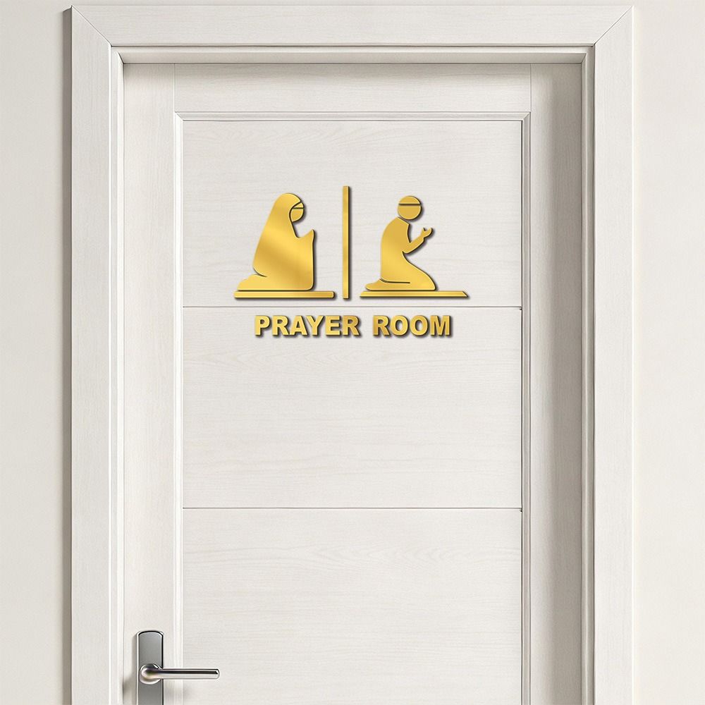 3D Prayer Room Sign Sticker Acrylic Mirror Surface Eid Decorative Sticker Gold Black Silver Signboard Sticker Home Decoration