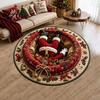Christmas Floor Mat Round 3D Rug Optical Illusion Area Santa Claus Gnome Quilted-Like Patterned Rug Anti-slip Washable for Living Room Bedroom