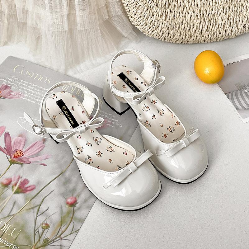 Temperament Red French Versatile Bag Head Thick Heel Sandals Women's 2025 New Summer Wear Height-increasing Fairy Shoes