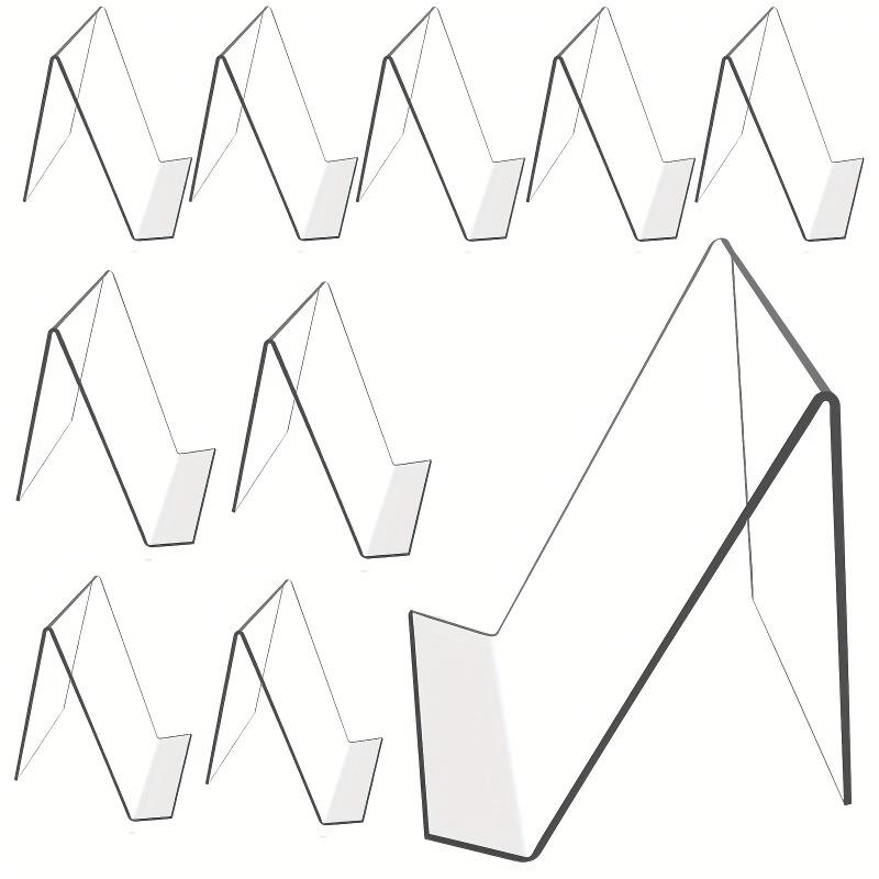 10Pack Large Clear Acrylic Book & Tablet Display Stands A-Frame Holders for Books Pictures IPads CDs Artwork Home Decor Stand