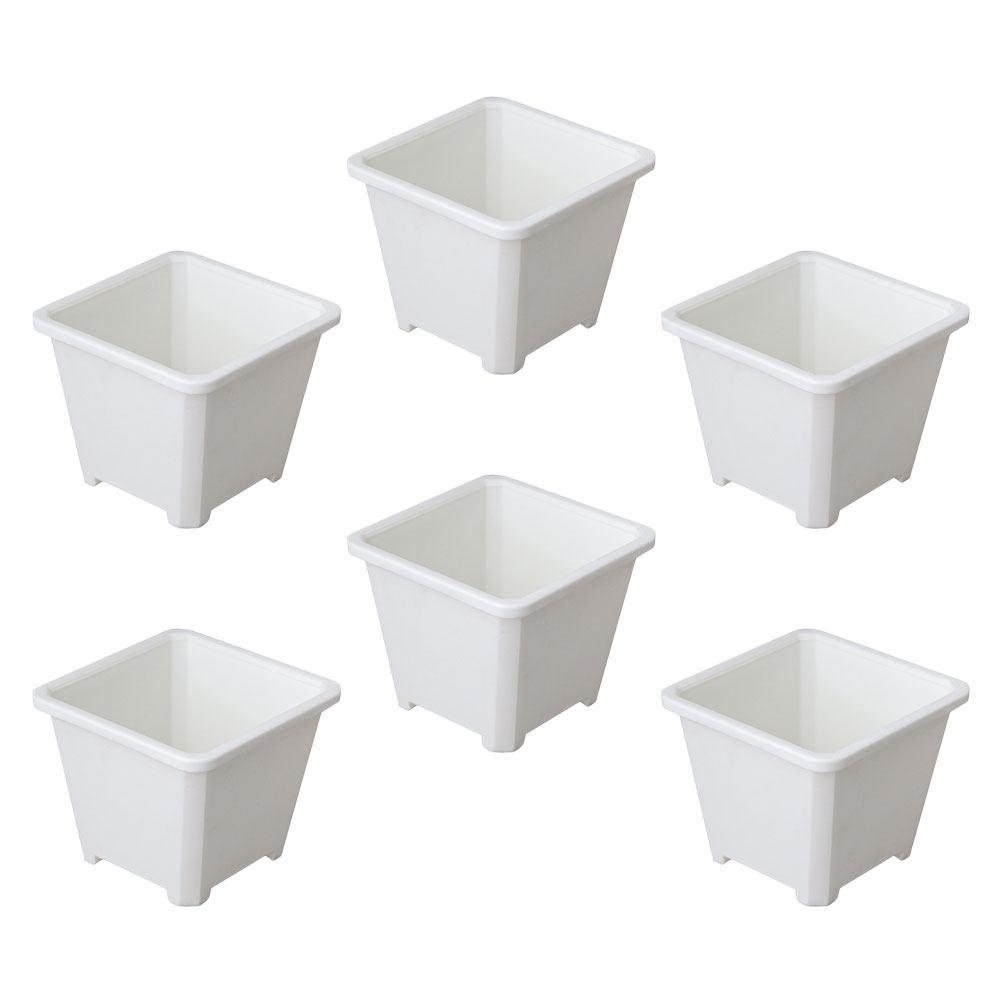 6Pcs Thickened Square Plastic Flower Pots for Succulents Indoor Plants Home Office Balcony Decor Gardening Planters Nursery