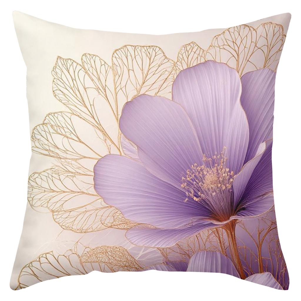 Purple Flower Printed Cushion Covers For Home Decor Polyester pillowcase, sofa decorative cushion cov Headboard Pillow