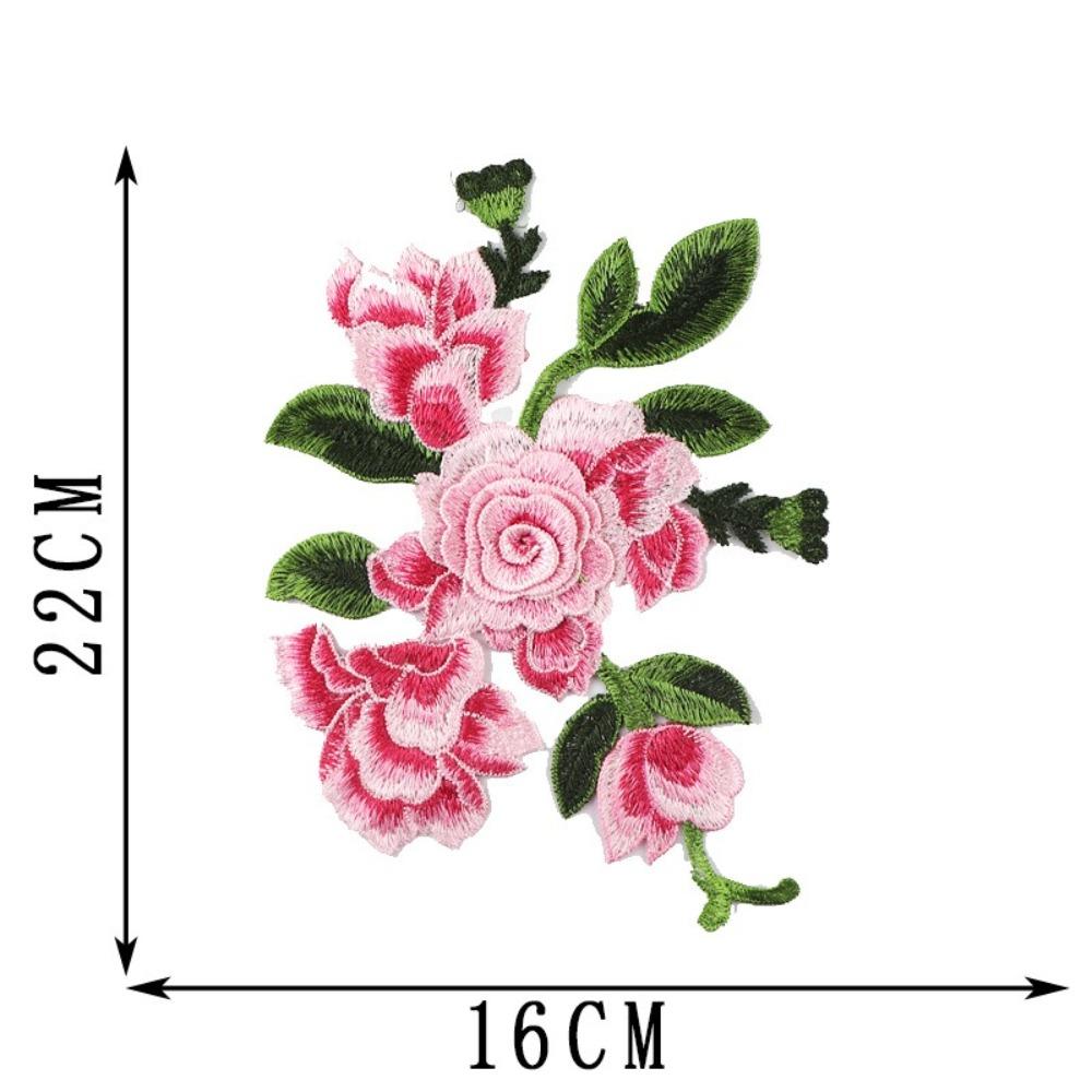 Fashion Elegant Multicolor Embroidery Patch Floral Embroidery DIY Peony Flower Patch Floral Applique розовый