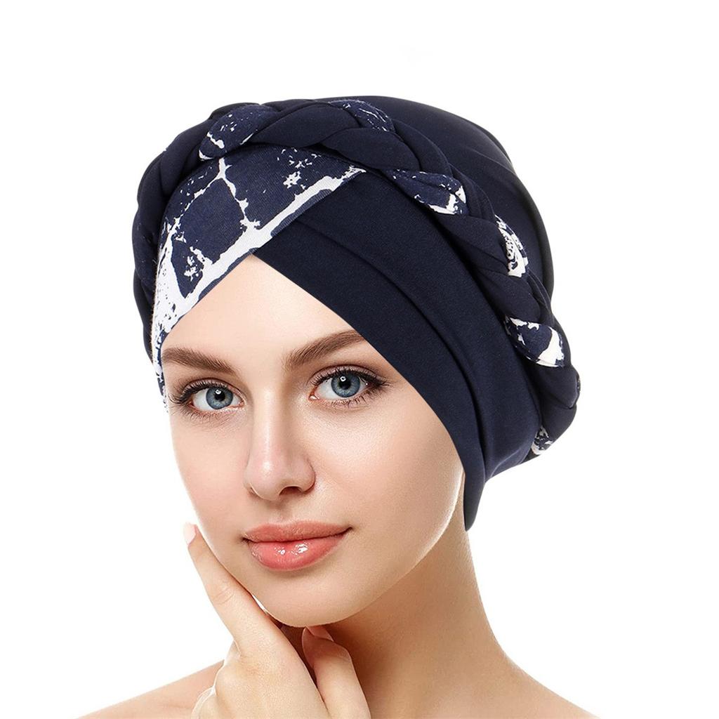 2024 New Crossed Forehead Muslim Hijab Caps Women Wrap Head Ramadan Soft Elastic Ladies Fashion Print Turban Bonnet