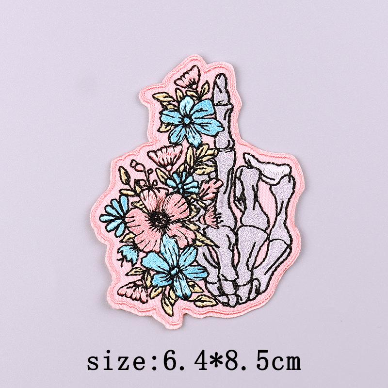 Punk Skull Embroidery Patch Iron On Patches For Clothing Hip Hop Embroidered Patches On Clothes Fusible Patch For Clothes Badges
