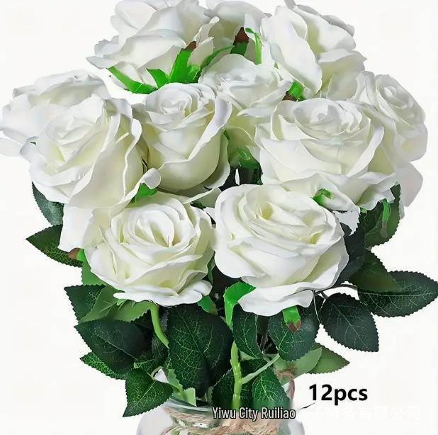 Rose di Seta Bianca Fiori Artificiali per San Valentino, Festival Qixi e Decorazioni per Matrimoni