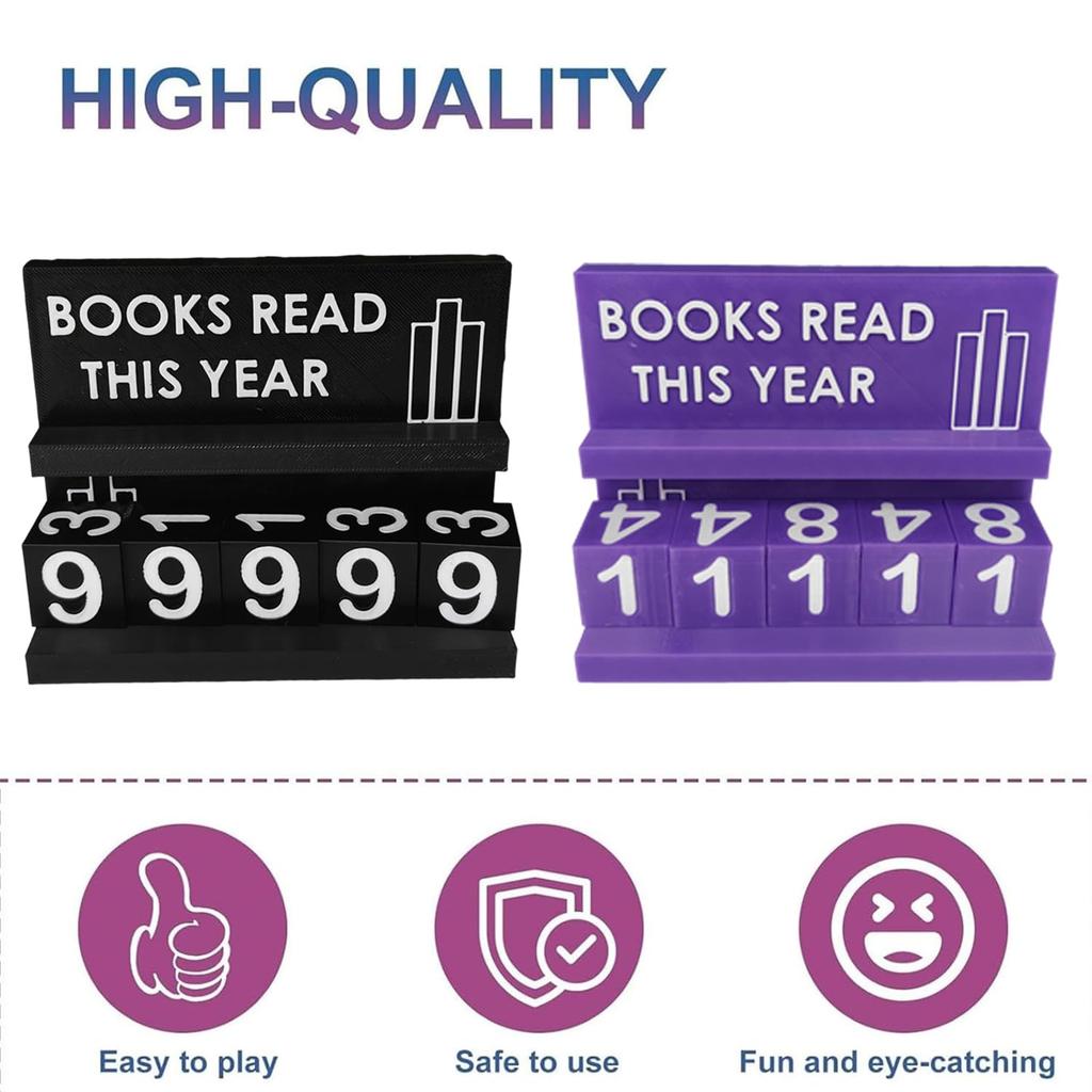 Book Read This Year Counter Book Counter Sign Reading Goal Tracker for Desk Bookshelf Decoration