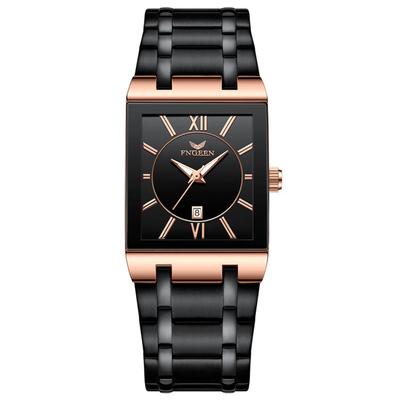 Τετράγωνο Ρολόι Ρωμαϊκός Αλφάβητος Φωτεινό Ημερολόγιο 3ATM Αδιάβροχο Λουράκι από Ανοξείδωτο Ατσάλι Κουαρτζ Απλό Κομψό Μαύρο Αξεσουάρ Μόδας Γενέθλια