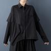 Long Sleeve Oversized Vintage Black Shirts & Blouses for Blouse Casual Loose Spring Autumn Tops Women Button Up Shirt
