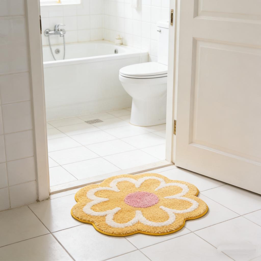 Bloemenpatroon, - Badkamermat, Absorberende Imitatie Kasjmier Mat, Fris En Enkel Badkamer .