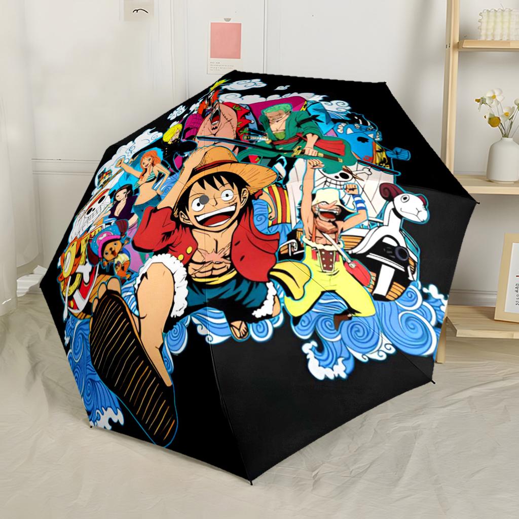 Adventure In One Piece World Outdoor Automatic Umbrella Compact 8-Rib Design Durable Plastic & Iron All-Season Umbrella for Travel Outdoor Accessory