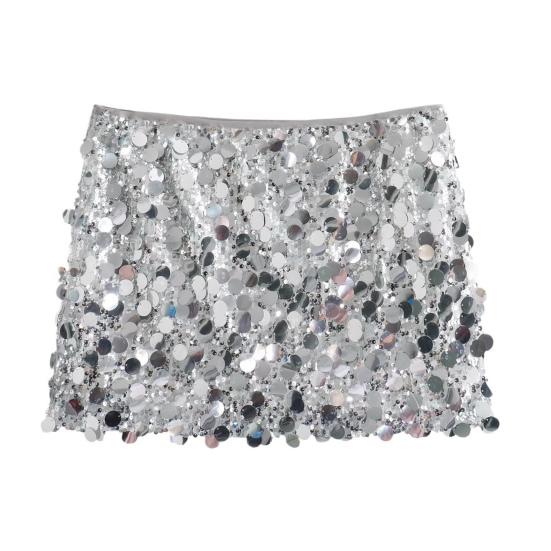 Women's Sequin Skirt High Waist Sparkly Bodycon Mini Skirt Glitter Stretchy Short Party Night
